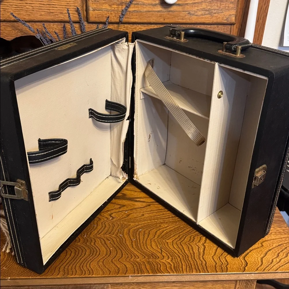 Vintage Trans-World Creations Made in CA Mid Century Black Bar Set Storage Box